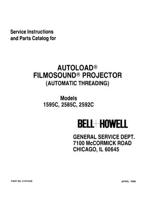 Bell & Howell projector 1595c 2585c 2592c